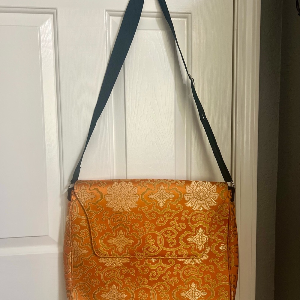 Elegant Orange and Gold Laptop or Tablet Bag